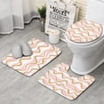thumbnail image 1 of Pink Gold Wave Marble Pattern Bathroom Rugs Sets 3 Piece,Toilet Cover Set,Absorbent Non Slip Bathroom Mats Sets with U-Shaped Contour Rug Toilet Rug Set, 1 of 5