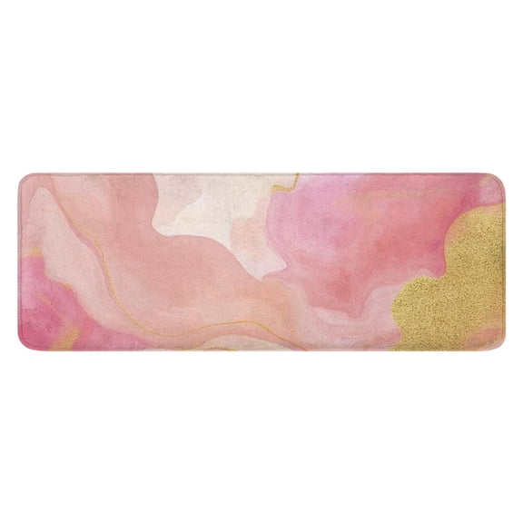 Pink Gold Wave Marble Pattern Kitchen Rug Mat,Kitchen Runner Rugs Non Skid Washable,Decorative Kitchen Floor Mats for Kitchen,Sink,Laundry,17"x47.2"