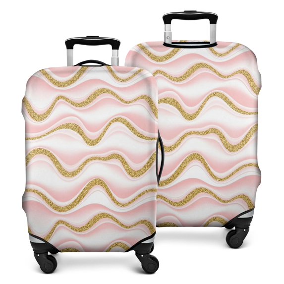 Pink Gold Wave Marble Pattern Luggage Cover Fashion Suitcase Cover Baggage Covers Fit 25-28 Inch Luggage (Go Travel)