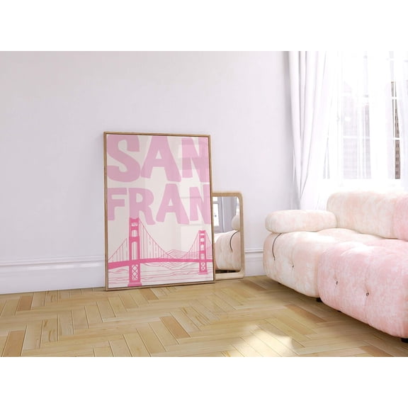 Pink Golden Gate Bridge Poster Minimalist San Francisco Skyline California Art 2 Unframed Paper Print