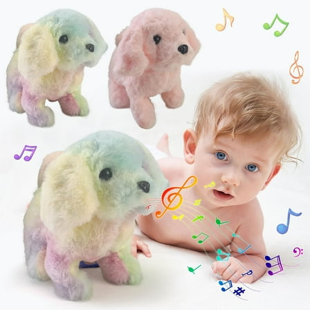Pink Golden Retriever Companion - Walking Electronic Plush with Motorized Sound & Light Interactive Pet Toy