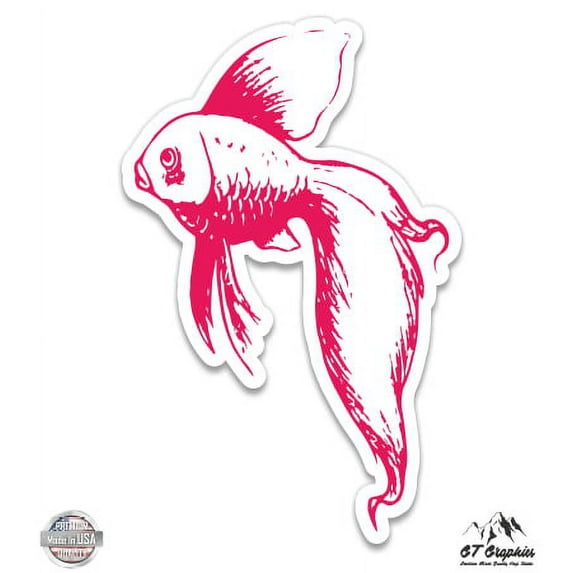 Pink Goldfish - 12" Vinyl Sticker Waterproof Decal