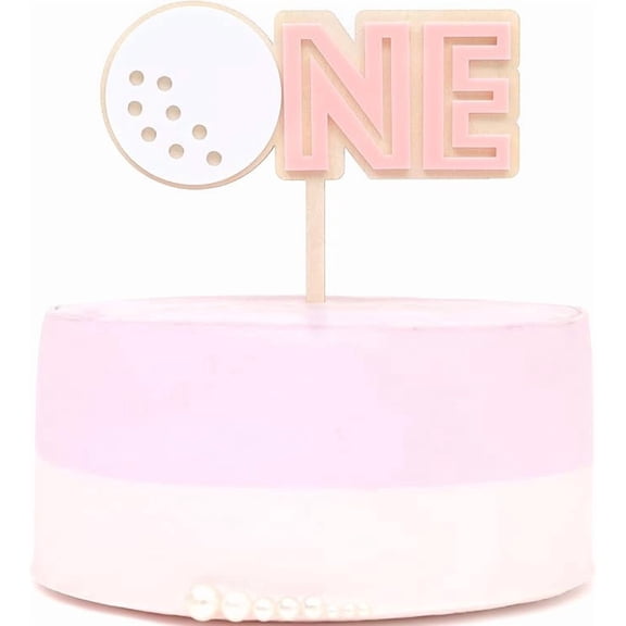 Pink Golf Cake Topper - Girls Hole in One Cake Topper, Girl Golf First Birthday Cake Smash Photo Props, Girls 1st Year Birthday Party Decorations