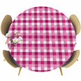 thumbnail image 1 of Pink Gradient Buffalo Plaid Fitted Round Tablecloths Elastic Edged Table Covers 45"-54",Waterproof Table Cloth for Kitchen Holiday Party Tables Decor, 1 of 9