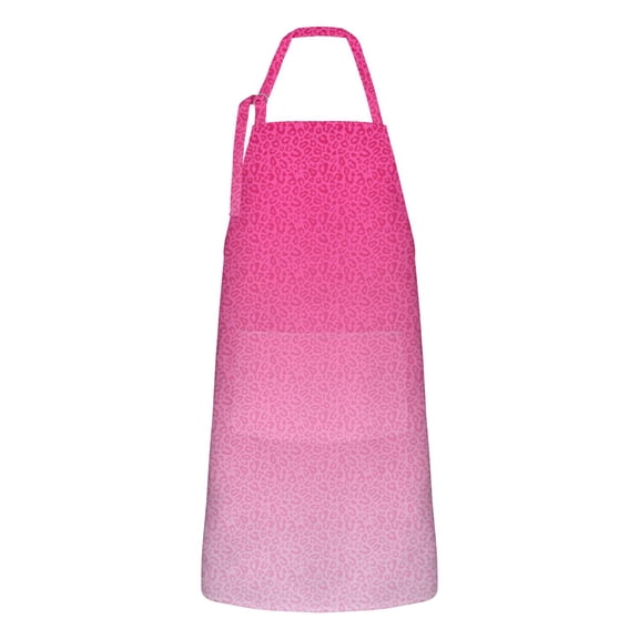 Pink Gradient Leopard Print Apron-Garden Aprons for Women with Pockets-Cotton Linen Waterproof Kitchen Cooking Gardening Aprons Adjustable for Kitchen,Cooking,BBQ and Salon 33x27 Inch