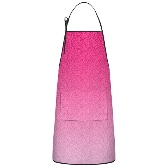 Pink Gradient Leopard Print Apron-Garden Aprons for Women with Pockets-Cotton Linen Waterproof Kitchen Cooking Gardening Aprons Adjustable for Kitchen,Cooking,BBQ and Salon 33x27 Inch