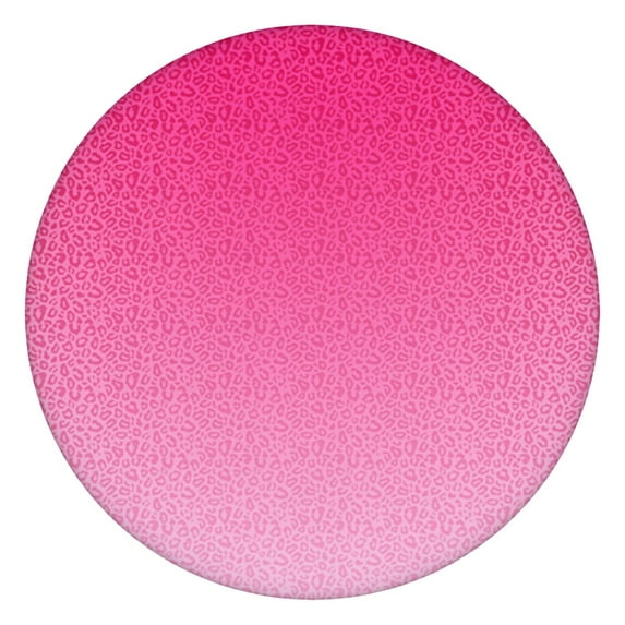 Pink Gradient Leopard Print Round Fitted Tablecloth with Elastic Edge,Dining Table Cover Waterproof,Outdoor Round Tablecloth for Camping,Dining,Indoor and Outdoor