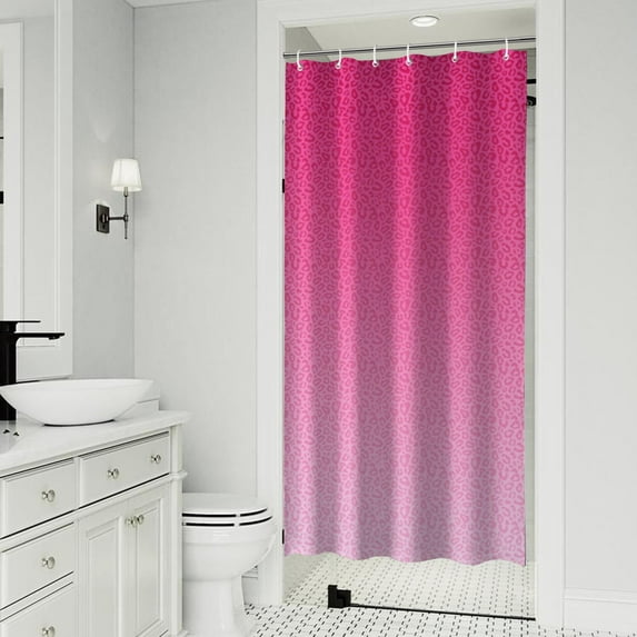 Pink Gradient Leopard Print Shower Curtain 36"x72" ,Bathroom Decorative Shower Curtains Set with 12 Hooks,Modern Waterproof Washable Shower Curtain
