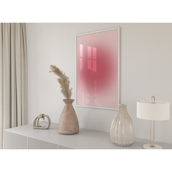 Pink Gradient Retro Aura Print, Spiritual Wall Art, Unframed Paper Poster 8x10in