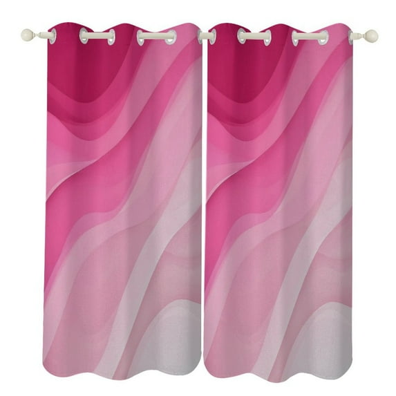 Pink Gradient Waves Design 2pcs Blackout Curtains For Living Room Bedroom Grommet Top Window Set for Left And Right Biparting Open