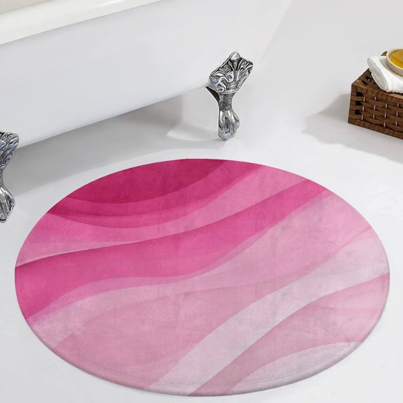 Pink Gradient Waves Design Round Area Rugs for Bedroom Living Room, 3FT Soft Comfy Indoor Circle Carpets, Carpet Home Decor Floor Mat
