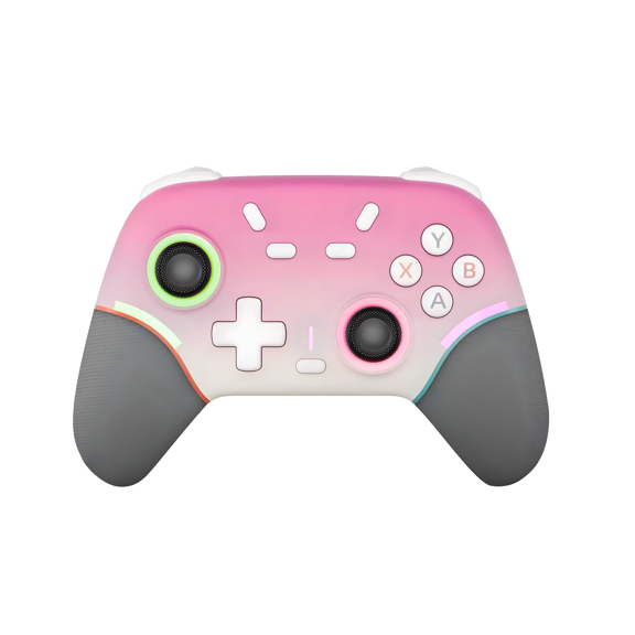 Pink Gradient Wireless Controller, RGB Joystick, Back Buttons, with Phone Holder