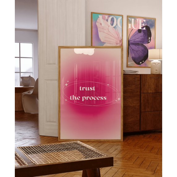 Pink Grainy Gradient Affirmation Poster ~ Trust The Process ~ Retro ...