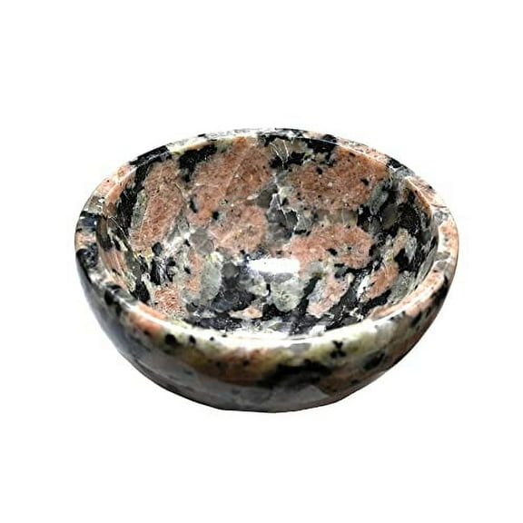 Pink Granite Crystal Bowl - 2" Gem Stone Bowl for Altar Offering Bowl