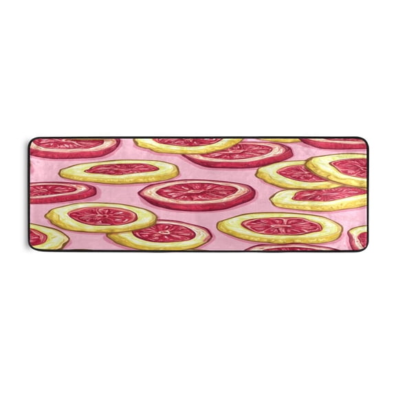 Pink Grapefruit Slices 72x24" Runner Rug, Non-Slip Memory Foam Cushion, Anti-Crease for Hallways and Bedrooms