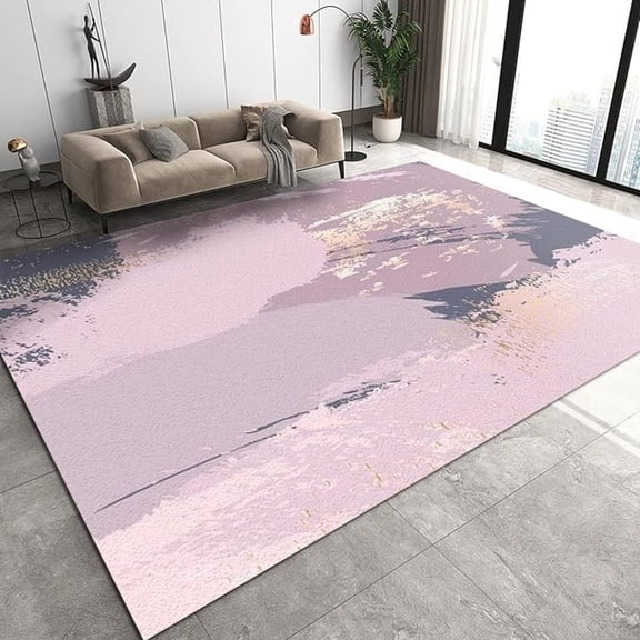 Pink Gray Abstract Graffiti Art Area Rug, Rose Gold Pink Graffiti Non-Slip Kids Rugs, Upholstery Rug With Non-Slip Backing For Bedroom Living Room Dining Room Study 1x2ft