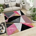 thumbnail image 1 of Pink Gray Black Marble Texture Area Rugs, Irregular Geometry Light Luxury Indoor Non-Slip Kids Rugs, Machine Washable Breathable Durable Carpet For Front Entrance Floor Decor 5' x 6', 1 of 6