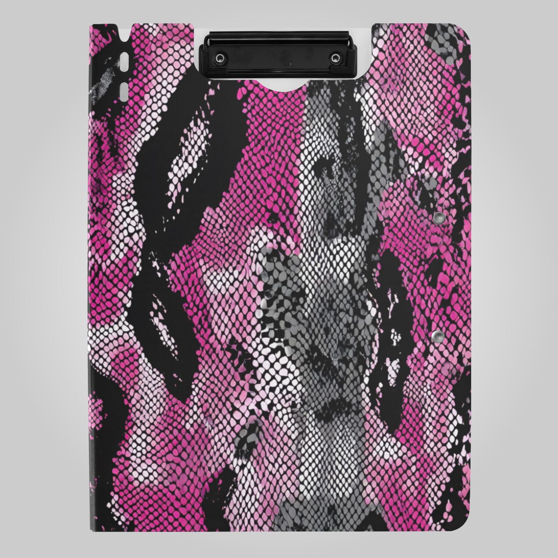 Pink Gray Black Snake Skin Foldable Binder Folder Clipboard with Pen ...
