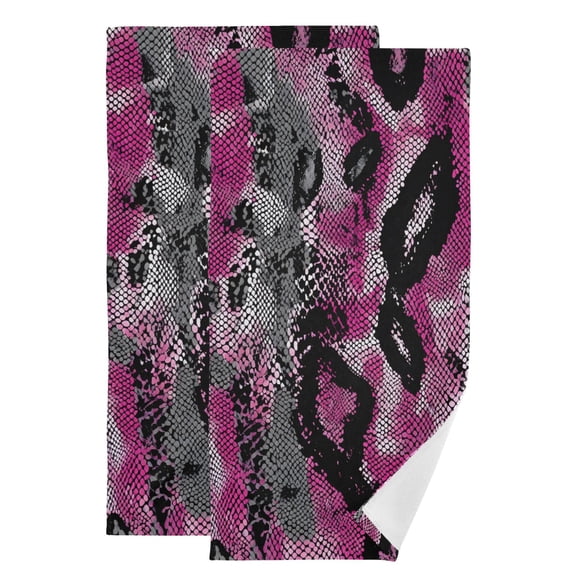 Pink Gray Black Snake Skin Hand Towel Absorbent Bath Towels for Bathroom Sports Gym 28" x 14" Set of 2