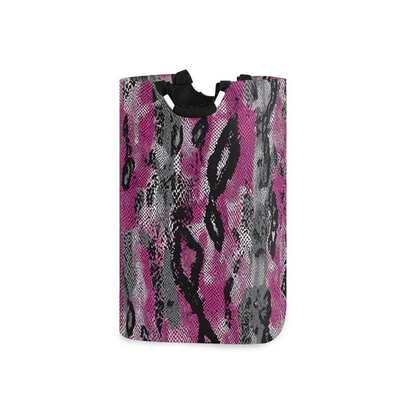Pink Gray Black Snake Skin Laundry Basket with Handles Foldable Laundry Hamper Freestanding Washing Bin 50L