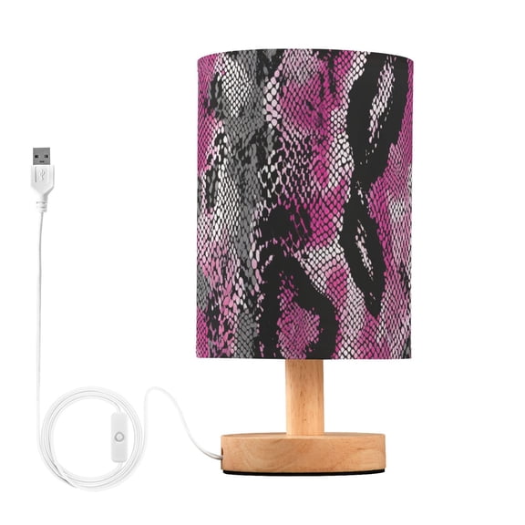 Pink Gray Black Snake Skin Table Lamp with USB Port LED Warm Light Lamp Night Light Home Decor