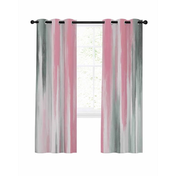 Pink Gray Blackout Curtains, Light Blocking Print Window Curtains, Contemporary Abstract Gradient Aesthetic Thermal Insulated Window Drapes for Living Room Kitchen Cafe 2 Panels, 55"W x 39"L