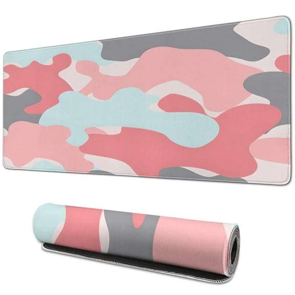 Pink Gray Camouflage pad Mousewaterproofwashable for Office Home Work GamingmousepadsRubber Base Mousepad with Stitched Edges 31.5x11.8inches