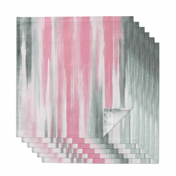 Pink Gray Cloth Napkins, Contemporary Abstract Gradient Aesthetic Washable and Reusable Dinner Napkins Set of 6, Table Napkin for Kitchen Party Birthday Wedding Hotel Housewarming 20"x20"