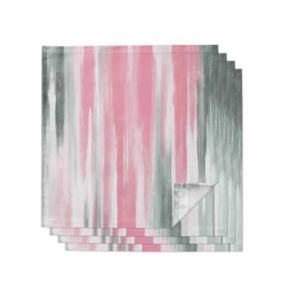 Pink Gray Cloth Napkins Set of 4 Reusable Dinner Napkins, Contemporary Abstract Gradient Aesthetic Cocktail Napkin Washable Table Napkins for Wedding/Holiday Party/Baby Shower 20"x20"