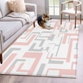 thumbnail image 1 of Pink Gray Geometric Stripes Area Rugs 3x5 ft Modern Abstract Lines Maze Washable Rug Non Slip Indoor Carpet Absorbent Floor Mat for Living Room Bedroom Dining Room, 1 of 9
