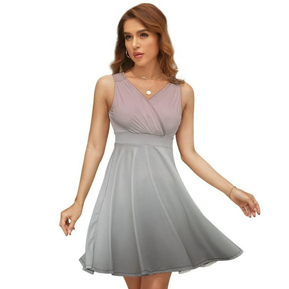 Pink Gray Gradient Sundress Sleeveless Dress Summer Women Clothes Dress for Women Dresses