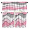 thumbnail image 1 of Pink Gray Kitchen Curtains Valances and Tiers Set of 3 Gradient Ocean Wave Modern Abstract Geometric Tier Curtains and Valance with Rod Pocket for Small Windows, 27.5"x36", 1 of 9