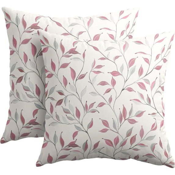 Pink Gray Leaf Pillow Covers 20x20 Inch Set of 2 Neutral Leaves and Branch Outdoor Decorative Throw Pillows Rustic Farmhouse Pillowcases Cushion Covers for Couch Home Decor