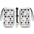 thumbnail image 1 of Pink Gray Navy Triangle Pattern Long Wallets For Women PU Leather Purse Card Holder Ladies Phone Bag Fashion Clutch Bag, 1 of 5