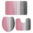 thumbnail image 1 of Pink Gray Ombre Bath Mat 3 Piece Bathroom Rug Set, Vintage Country Wooden Non Slip Bath Rug Contour Mat and Toilet Lid Cover, Absorbent Shower Mats Soft Bath Rugs and Mats Sets, 1 of 8