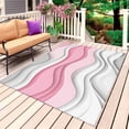 thumbnail image 1 of Pink Gray Ombre Outdoor Rug for Patio/Deck/Porch, Non-Slip Large Area Rug 4 x 6 Ft, Moire Modern Abstract Art Geometric Indoor Outdoor Rugs Washable Area Rugs, Reversible Camping Rug Carpet Runner, 1 of 8