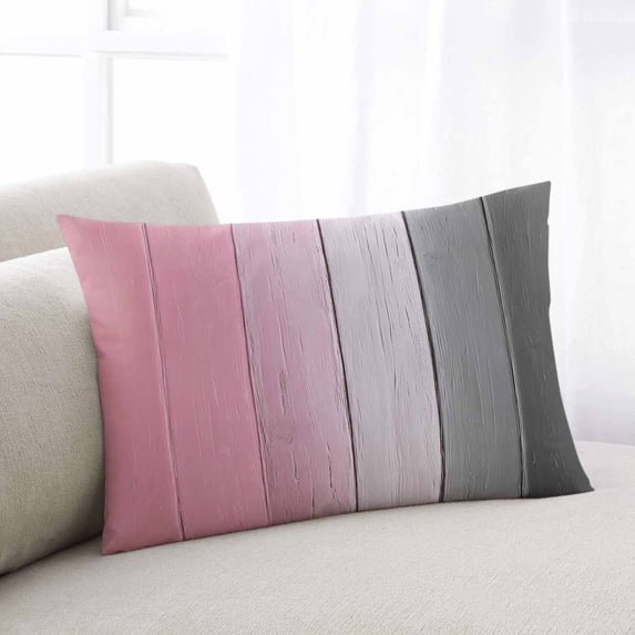 Pink Gray Ombre Standard Size Pillow Cover, Pillowcase Protectors with Zipper, Breathable Decorative Throw Pillow Case Cover, Vintage Country Wooden Pillow Shams for Couch Sofa 20x26Inch