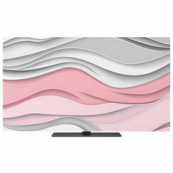 Pink Gray Ombre TV Dust Cover,Stretchable TV Screen Desktop Computer Protector Cover,Modern Abstract Moire Art Geometric Television Dustproof Slipcover for 19–24 Inch Flat or Curved TVs