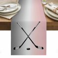 thumbnail image 1 of Pink Gray Ombre Table Runner - 108 Inch Long, Kitchen Dining Table Runner Dresser Scarves, Black Hockey Sticks Minimalist Style Farmhouse Decor for Coffee Tables Wedding Party Banquet, 1 of 8