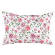 Pink Gray Roses Throw Pillow Cover 12 x 20 Inch Decorative Pillow Cover Farmhouse Botanical Flowers Blossom Lumbar Pillowcase Seasonal Rectangle Cushion Case for Couch Sofa Bed Living Room