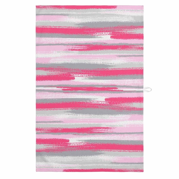 Pink Gray Stripes 1 Pack Kitchen Towel, Water Absorbent Dish Towel, Watercolor Modern Abstract Minimalist Decorative Hand Towels - Quick Drying Cloth for Cooking Baking, 18x28 Inch