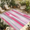 thumbnail image 1 of Pink Gray Stripes Outdoor Rug for Patio/Deck/Porch, Non-Slip Large Area Rug 3 x 5 Ft, Watercolor Modern Abstract Minimalist Indoor Outdoor Rugs Washable Area Rugs, Camping Rug Carpet Runner, 1 of 8