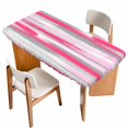 thumbnail image 1 of Pink Gray Stripes Table Cloths for 6 Foot Rectangle Tables, Watercolor Modern Abstract Minimalist Patio Waterproof Elastic Fitted Tablecloths, Washable Rectangular Table Cover for Camping, 1 of 8