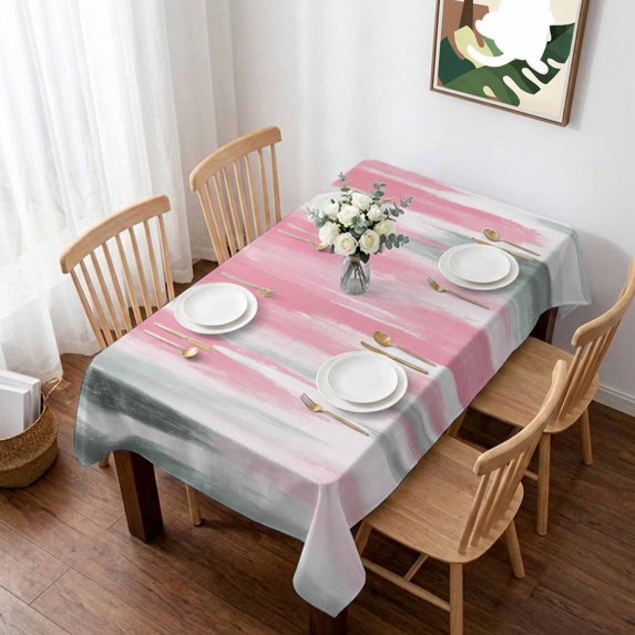 Pink Gray Table Cloth Waterproof Tablecloths, Contemporary Abstract Gradient Aesthetic Tablecloth Dining Table Cover for Kitchen Party Tabletop Outdoor, Rectangle Tablecloth 60x84 Inch