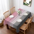 thumbnail image 1 of Pink Gray Table Cloth Waterproof Tablecloths, Vintage Country Gradient Wooden Plank Line Tablecloth Dining Table Cover for Kitchen Party Tabletop Outdoor, Rectangle Tablecloth 60x102 Inch, 1 of 9
