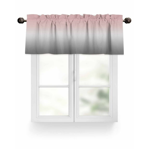 Pink Gray Valances for Windows Gradient Valance Rod Pocket Light Filtering Short Window Treatments Curtains for Kitchen Bathroom Living Room Bedroom, 1 Panel, 42 x 12 Inch