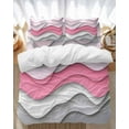 thumbnail image 1 of Pink Gray Waves Bedding Duvet Cover Set Queen Size 4 Pieces Abstract Water Ripple Modern Gradient Bedding Set with Zipper Closure, 1 Comforter Cover 90x92 Inches 1 Flat Sheet & 2 Pillow Cases, 1 of 7
