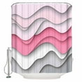 thumbnail image 1 of Pink Gray Waves Shower Curtain, 48" x 72", Abstract Water Ripple Modern Gradient Waterproof Bathroom Curtain Washable Shower Curtain Set with 12 Hooks, 1 of 6