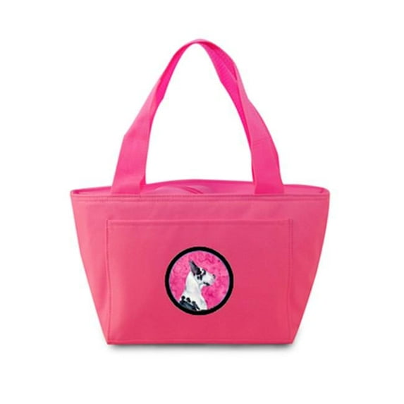 Pink Great Dane Zippered Insulated School Washable And Stylish Lunch Bag Cooler