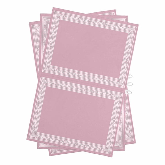 Pink Greek Key Kitchen Towels Set of 3, Water Absorbent Dish Towel, Geometric Greece Ancient Farmhouse Geo Decorative Hand Towels - Quick Drying Cloth for Cooking Baking, 18x28 Inch